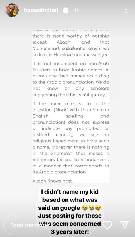 Billionaire Daughter, Hauwa Indimi Defends Her Decision To Name Her Son "Noah" 2 Billionaire Daughter, Hauwa Indimi Defends Her Decision To Name Her Son "Noah"