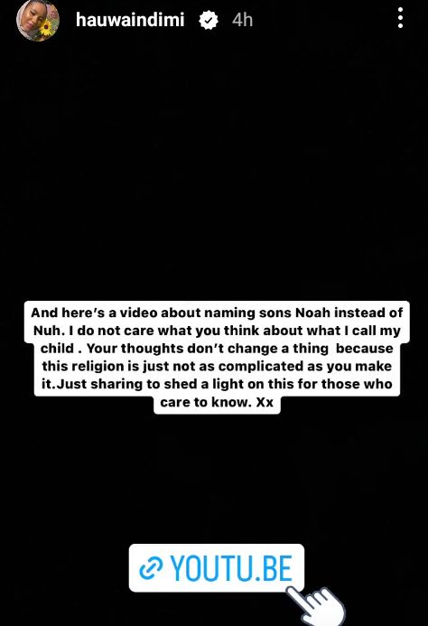 Billionaire Daughter, Hauwa Indimi Defends Her Decision To Name Her Son "Noah" 5 Billionaire Daughter, Hauwa Indimi Defends Her Decision To Name Her Son "Noah"