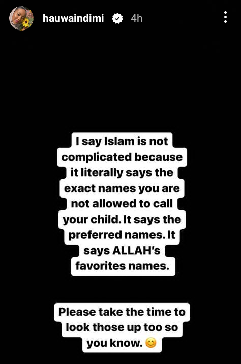  Billionaire Daughter, Hauwa Indimi Defends Her Decision To Name Her Son "Noah"