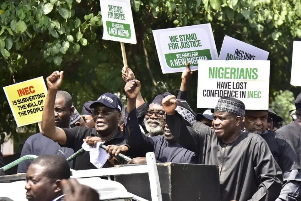 "We Have No Allegiance To Any Party Or Candidate" - INEC Tells Atiku-Led Protesters 1 "We Have No Allegiance To Any Party Or Candidate" - INEC Tells Atiku-Led Protesters
