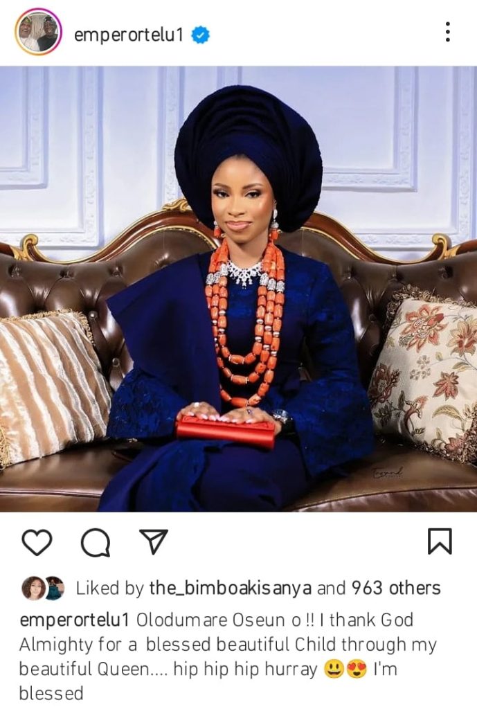 "I'm Blessed" - Oluwo Of Iwo Says As He Welcomes First Child With His Wife, Queen Firdaus