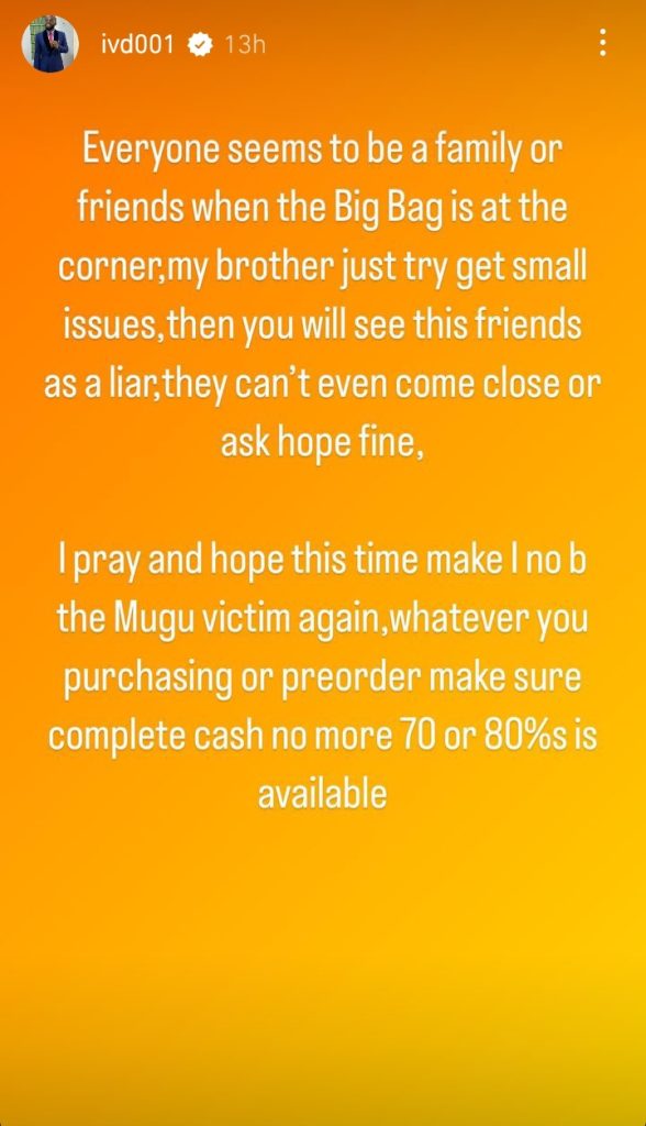 IVD Laments As His Friends Distance Themselves From Him Over His Wife Bimbo's Death
