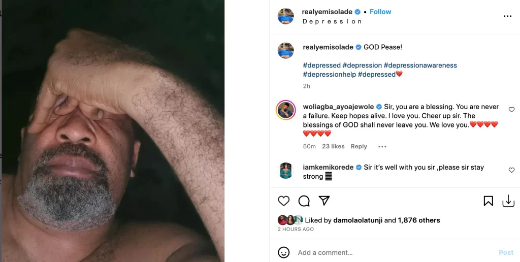 Actor Yemi Solade Cries Out Over Depression, Says "To Live And Survive In Nigeria You Must Belong To A Cult” 2 Actor Yemi Solade Cries Out Over Depression, Says "To Live And Survive In Nigeria You Must Belong To A Cult”