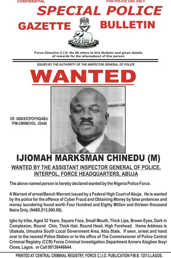 Chinmark CEO, Ijiomah Marksman Declared Wanted By Police Over Alleged N480m fraud
