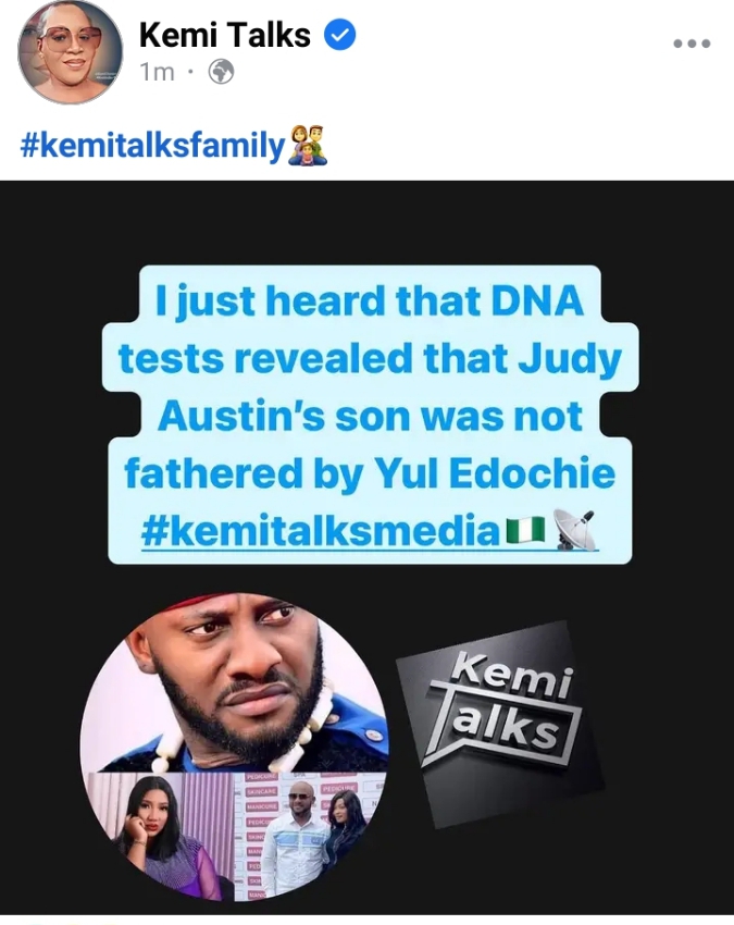 DNA Tests Revealed That Judy Austin’s Son Was Not Fathered By Yul Edochie - Kemi Olunloyo