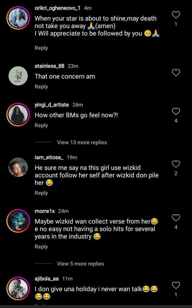 Reactions As Curvy Model, Adele Grisoni Becomes The Only User Wizkid Follows On IG [Photos]