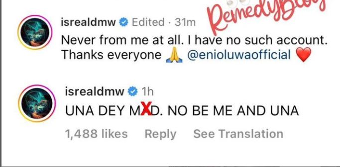 Nigerians Reacts As Davido Unfollows Isreal DMW Over His Homophobic Rants On Enioluwa