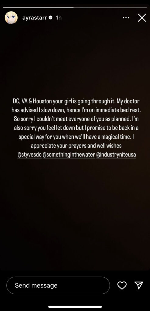 Ayra Starr Placed On Bed Rest, Misses US Show Featuring ASAP Rocky, Busta Rhymes 