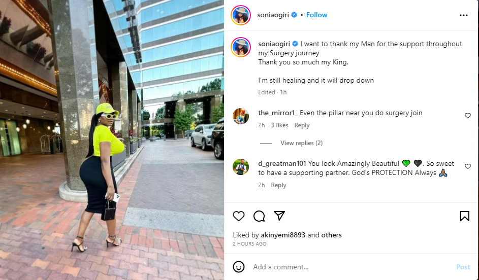 “I Finally Got My Body Done” – Sonia Ogiri Thanks Her Man For Supporting Her Surgery