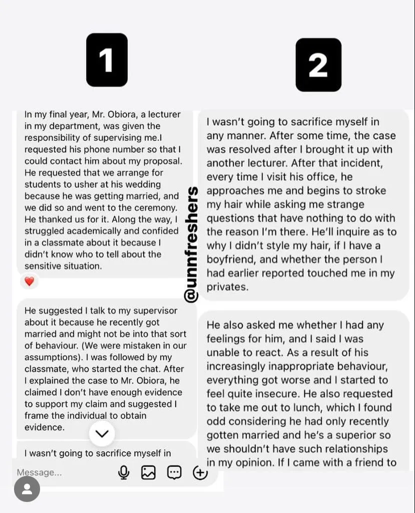 UNN Lecturer Mr Obiora exposed as a sexual predator after abusing female student (Video + Photos) 3