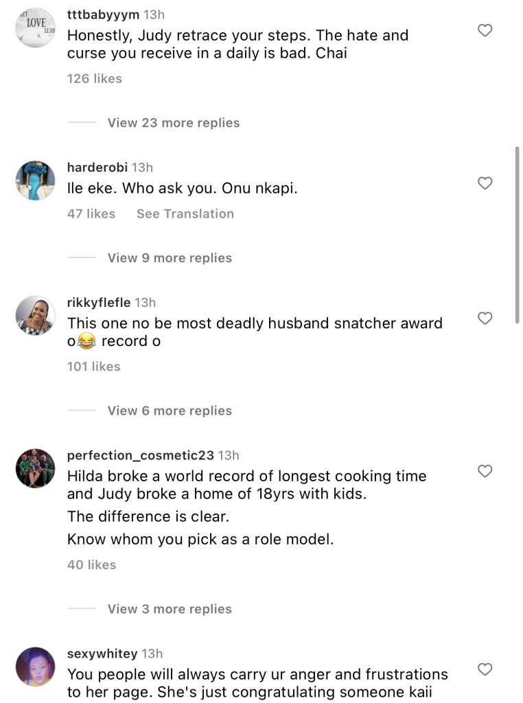 "Between A Record Breaker And Homewrecker” – Judy Austin Dragged Over Her Message To Hilda Baci