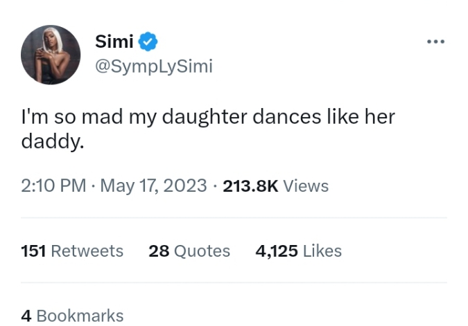 Singer Simi Reveals Why She's Mad At Her 2-Year-Old My Daughter, Adejare 2 I'm Mad At My Daughter Because She Dances Like Her Dad, Adekunle Gold – Simi
