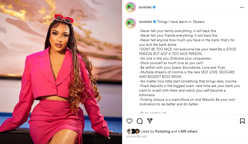 Finding Closure Is A Scam, Never Tell Your Family And Friends Everything - Tonto Dikeh 6 Finding Closure Is A Scam, Never Tell Your Family And Friends Everything - Tonto Dikeh