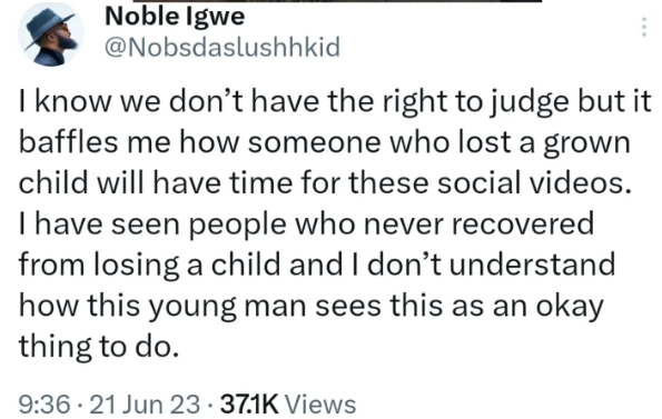 Noble Igwe Questions Yul Edochie's Behavior After Tragic Death Of His Son, Kambili