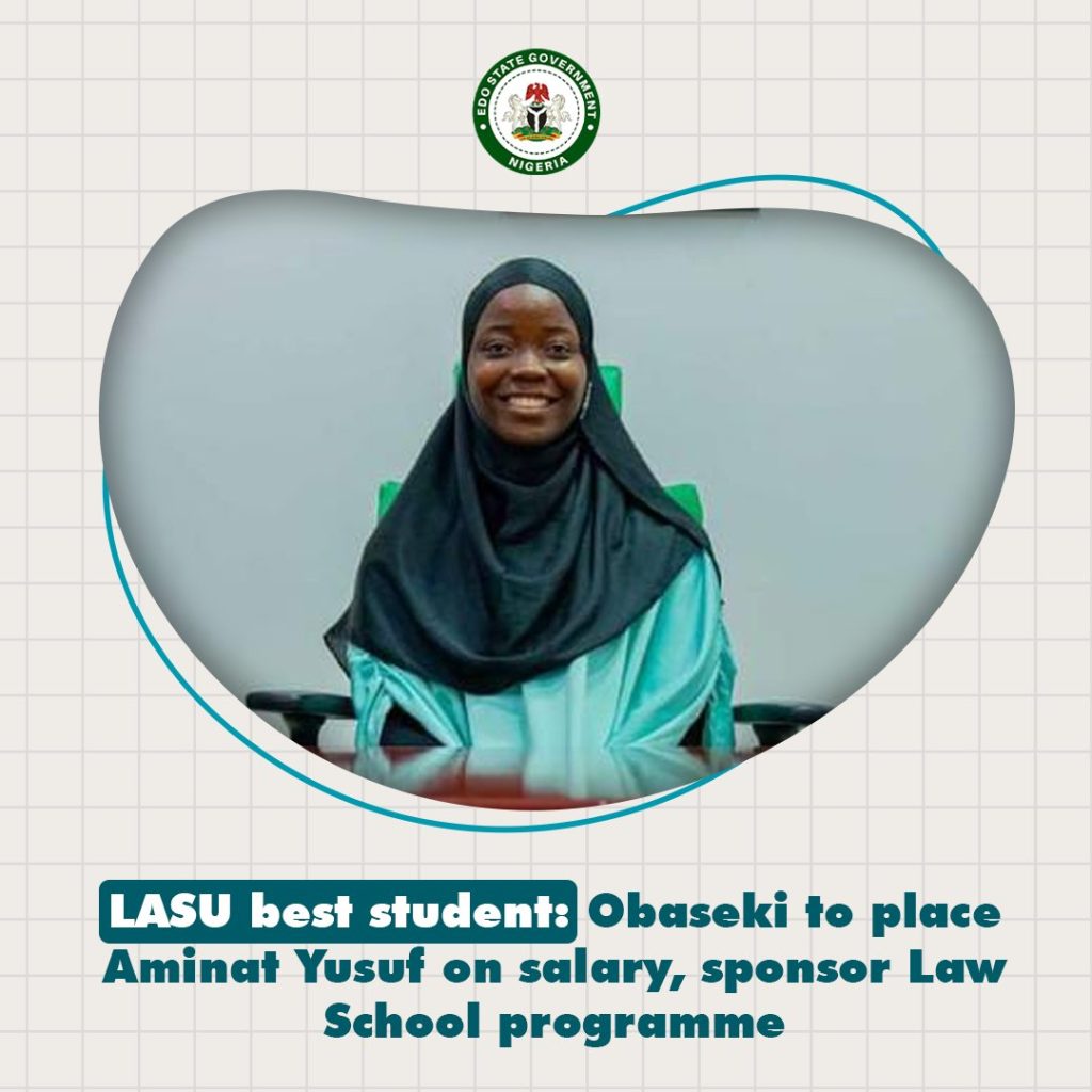 Obaseki Places LASU Best Student, Yusuf Aminat On N200k Salary, Sponsors Law School Programme 1