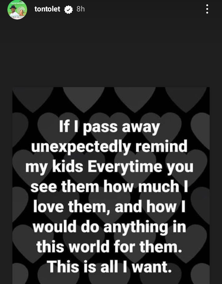 “Remind My Kids I Love Them If I Die Unexpectedly” – Tonto Dikeh Shares Cryptic Message