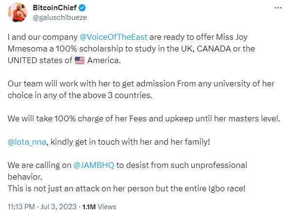 Mmesoma Ejikeme Gets Scholarship In US, UK, Canada After JAMB Accused Her Of UTME Result Forgery 2 Mmesoma Ejikeme Gets Scholarship In US, UK, Canada After JAMB Accused Her Of UTME Result Forgery