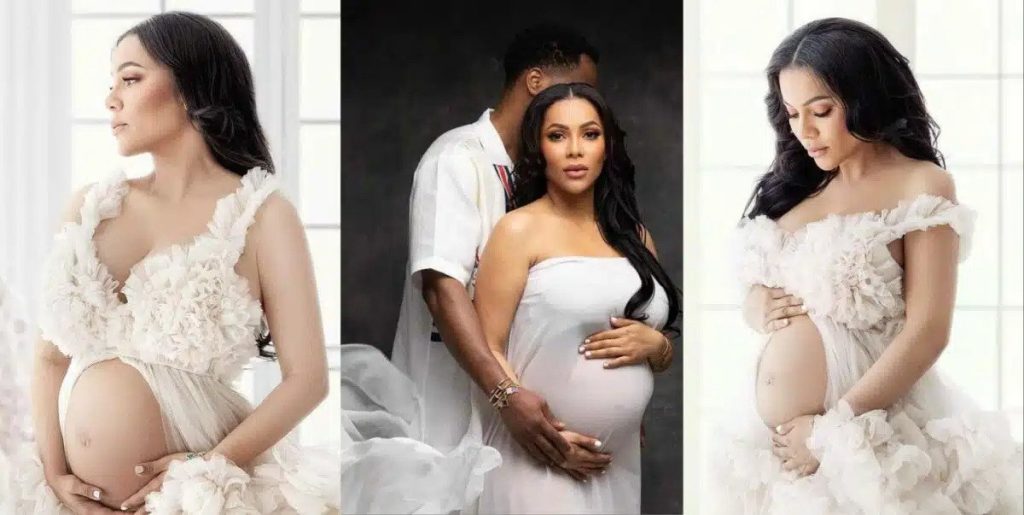 Maria Chike's Baby Daddy, Kelvin Anene Hides His Face In Maternity Shoot [Photos]