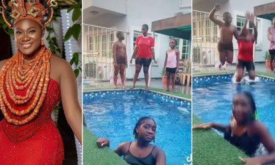 Mercy Johnson And Her Kids Replicate Little Mermaid Movie In Swimming Pool [Video]
