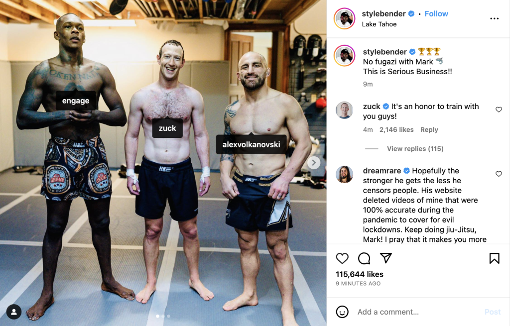 Mark Zuckerberg Trains With UFC Champions, Adesanya, Volkanovski Ahead Of His Fight With Elon Musk