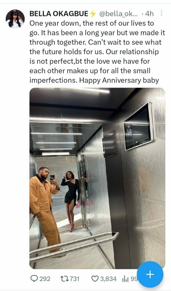 "Against All Odds” - BBNaija’s Sheggz And Bella Celebrate One Year Anniversary