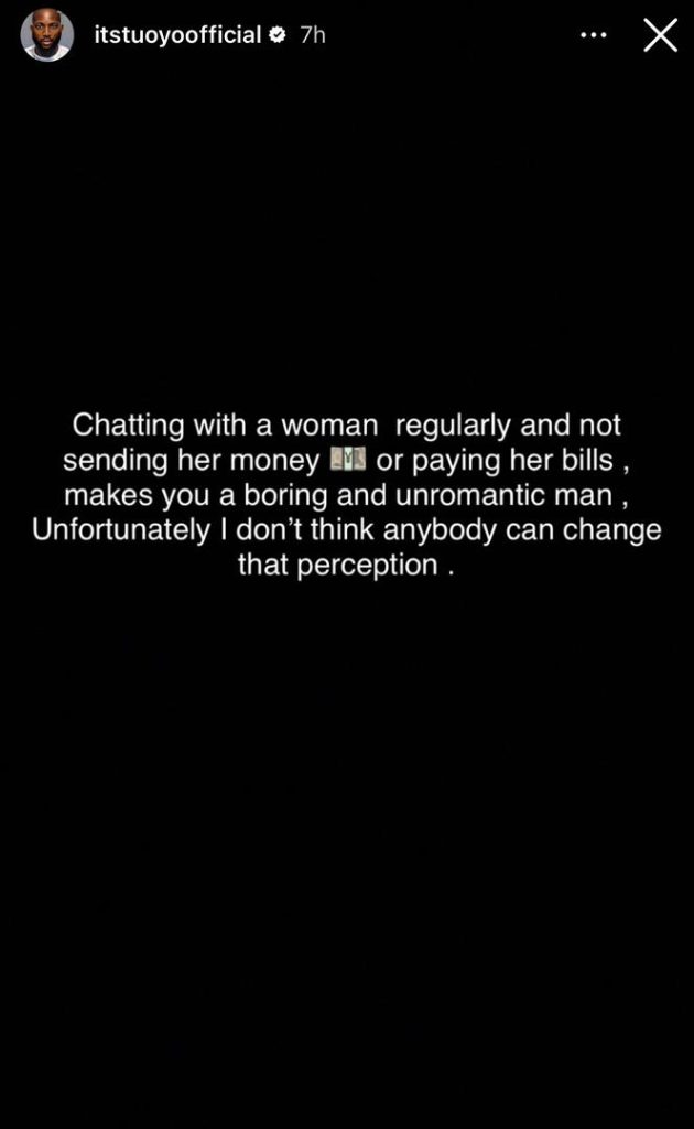 "Chatting With A Woman And Not Sending Her Money Makes You A Boring Man" - Tuoyo Ideh
