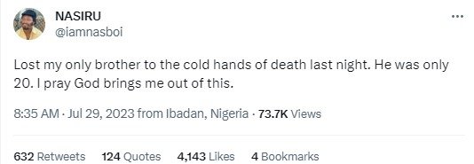 Comedian Nasboi Breaks Down In Tears As He Loses His 20-Year-Old Brother