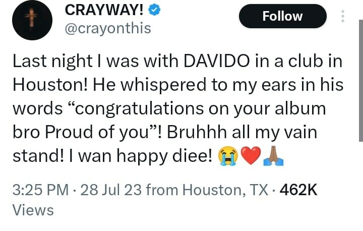 What Davido Told Me About My Album At Houston Club - Crayon