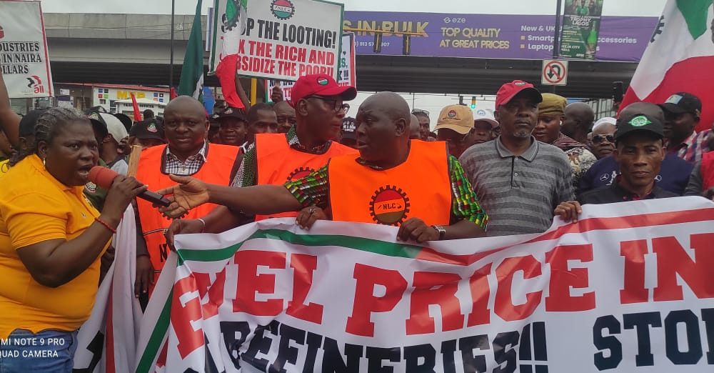 NLC Begins Protest In Lagos Over Removal Of Fuel Subsidy, Petrol Price Hike [Video]
