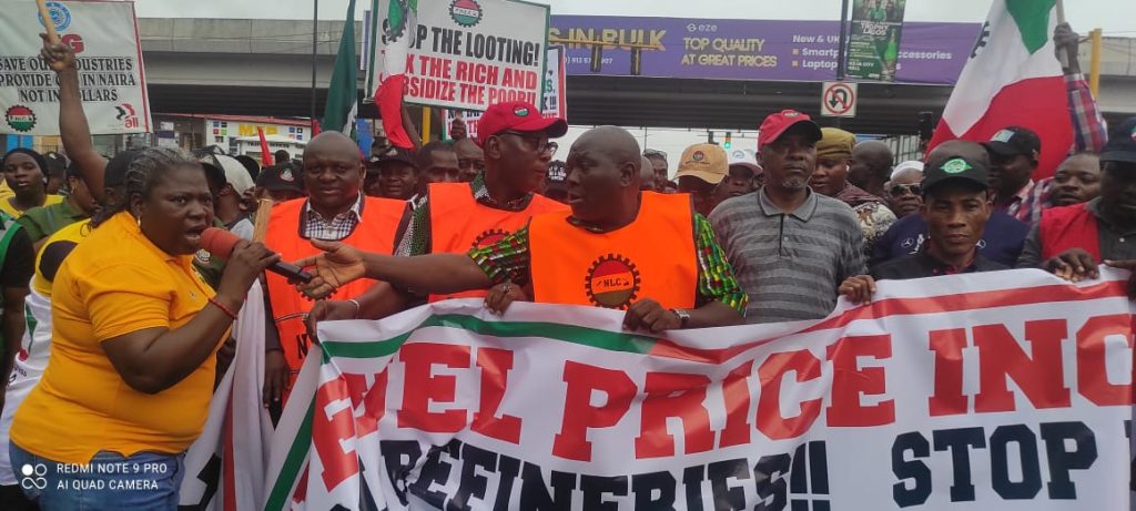 NLC Begins Protest In Lagos Over Removal Of Fuel Subsidy, Petrol Price Hike [Video]
