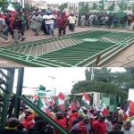 NLC Protesters Pull Down National Assembly Gate, Force Their Way Into Complex [Video]