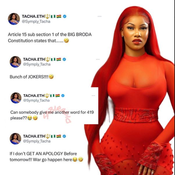 “War Go Happen If I Don't Get An Apology" – Tacha Threatens As BBNaija Fails To Disqualify Ilebaye