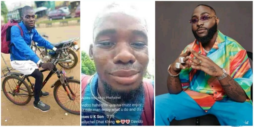 “I’m Not Going Back” – Says Fan Cycling From Benue To Meet Davido In Lagos 