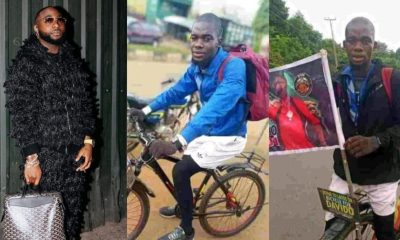 “Oya Send Account” – Davido Tells Fan Cycling From Benue To Lagos To Meet Him