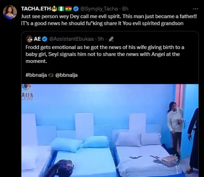 "Evil Spirited Grandson" — Tacha Slams Seyi Over Advice He Gave Frodd About His Child