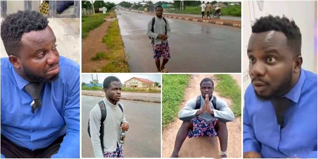 "I Don Dey Pass Nasarawa" - Says Man Trekking From Benue To Lagos To See Sabinus [Video]