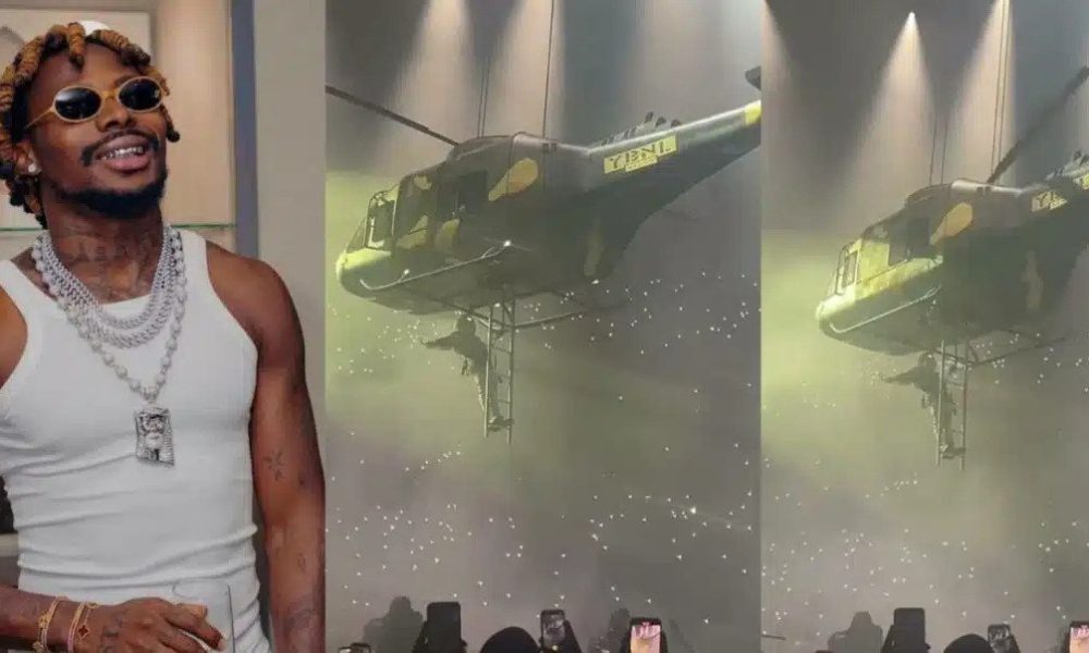 Watch Asake's Grand Entrance On Helicopter To His Show At O2 Arena, London [Video]