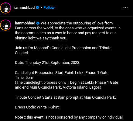 Mohbad Candlelight Procession and Tribute Concert Holds Tomorrow 2