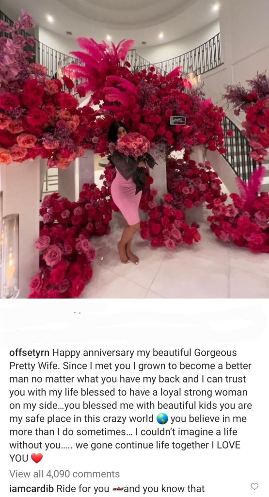 Cardi B Flaunts Lavish Anniversary Flowers From Husband Offset [Photos/Video]