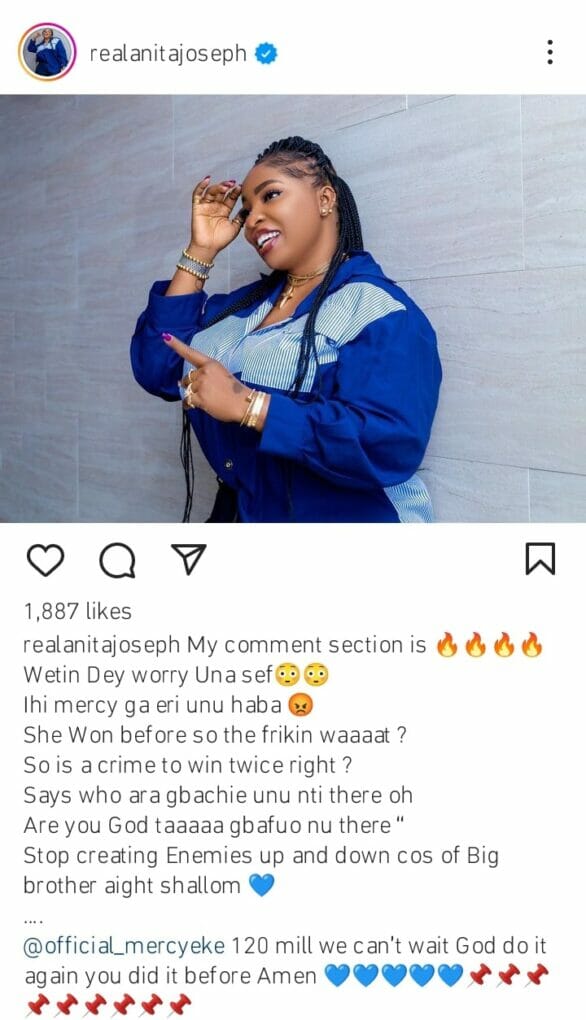 BBNaija All Stars: “Is It A Crime For Her To Win Again” - Anita Joseph Tackles Those Opposing Mercy Eke’s Win 6 BBNaija All Stars: “Is It A Crime For Her To Win Again” - Anita Joseph Tackles Those Opposing Mercy Eke’s Win