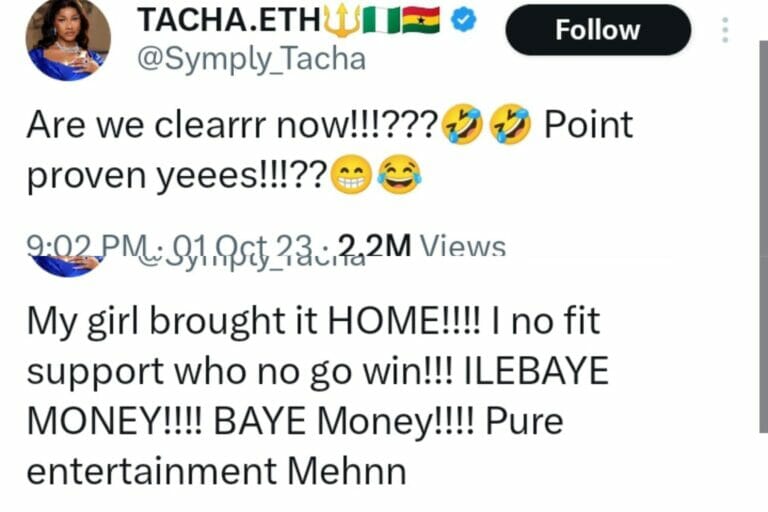 “Are We Clear Now?” - Tacha Akide Shades Mercy Eke As Ilebaye Win BBNaija All Stars