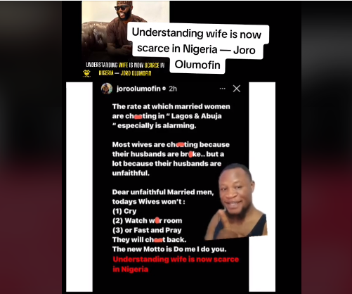 “Understanding Wife Is Now Scarce In Nigeria” - Joro Olumofin Warns Unfaithful Married Men 6 “Understanding Wife Is Now Scarce In Nigeria” - Joro Olumofin Warns Unfaithful Men