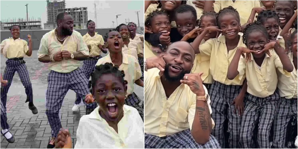 Davido Rocks School Uniform With Kids, Dances Energetically With Them To His Song 'Feel’ [Video]