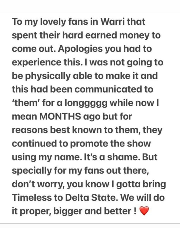 Organisers Knew I Wasn't Around But Used My Name To Promote Warri Show – Davido