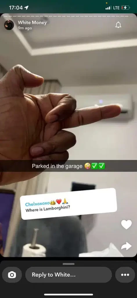 “Parked In The Garage” – Whitemoney Replies Fan Who Asked Him About Mercy Eke