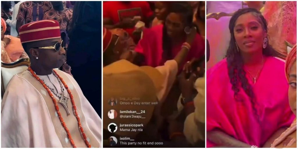 "Why She Push His Hand Comot?" – Tiwa Savage, Wizkid Stirs Rection At His Mum’s Funeral Party [Video]