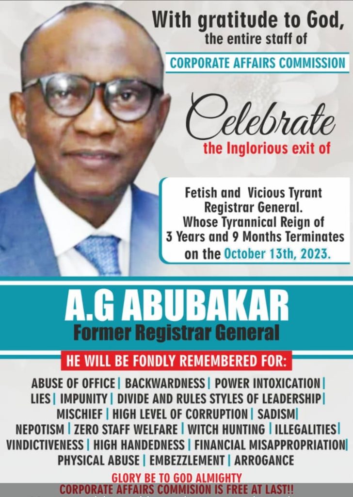 Drama As Staff Hold Rally To Celebrate Sack Of CAC Registrar, Garba Abubakar 3