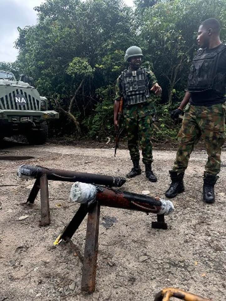 Nigerian Army troops capture Artillery Projectile launchers from IPOB/ESN camp in Anambra, sack oil thieves' hideouts in Imo 23