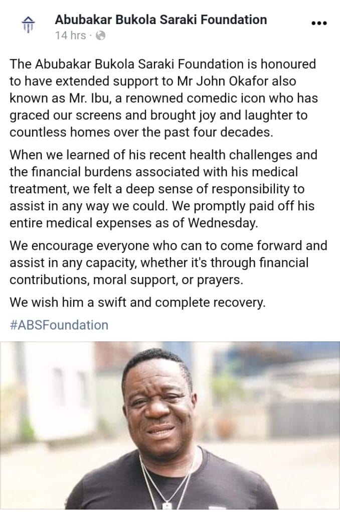 Bukola Saraki Pays Off Mr Ibu’s Medical Expenses 2 Bukola Saraki Pays Off Mr Ibu’s Medical Expenses