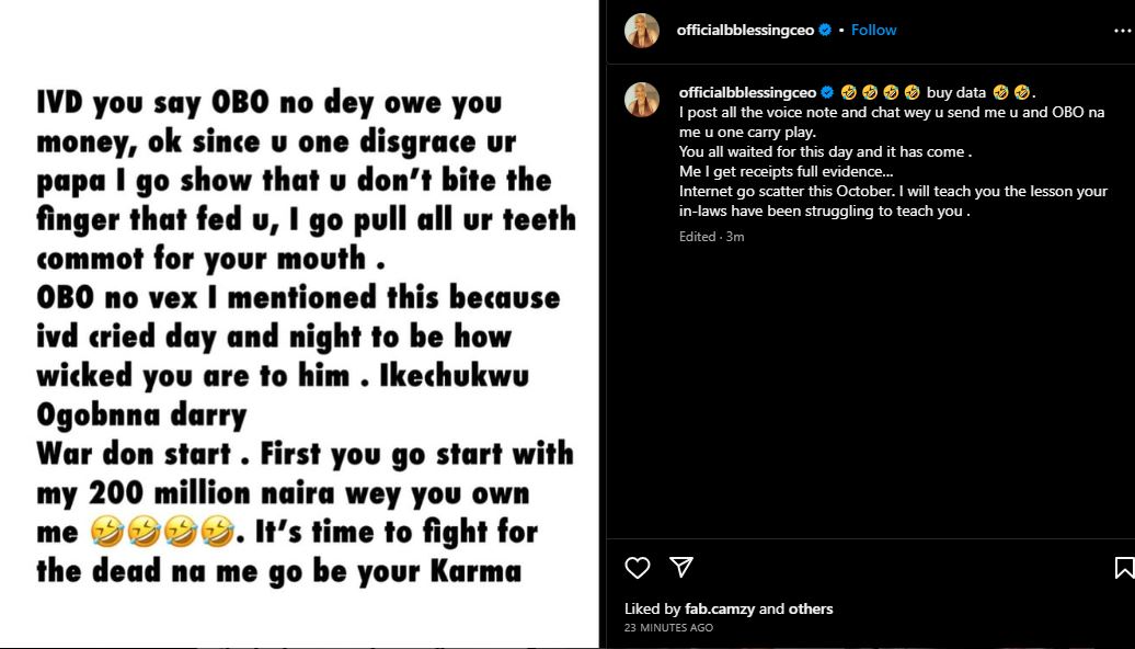 "I'll Teach You A Lesson" - Blessing CEO Reacts As IVD Refutes Her Allegations Of Davido's Debt